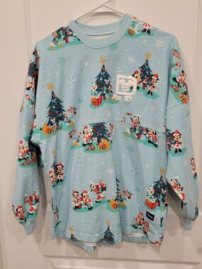 Walt Disney World Spirit Jersey for Christmas Light Blue with Sparkles Size XS